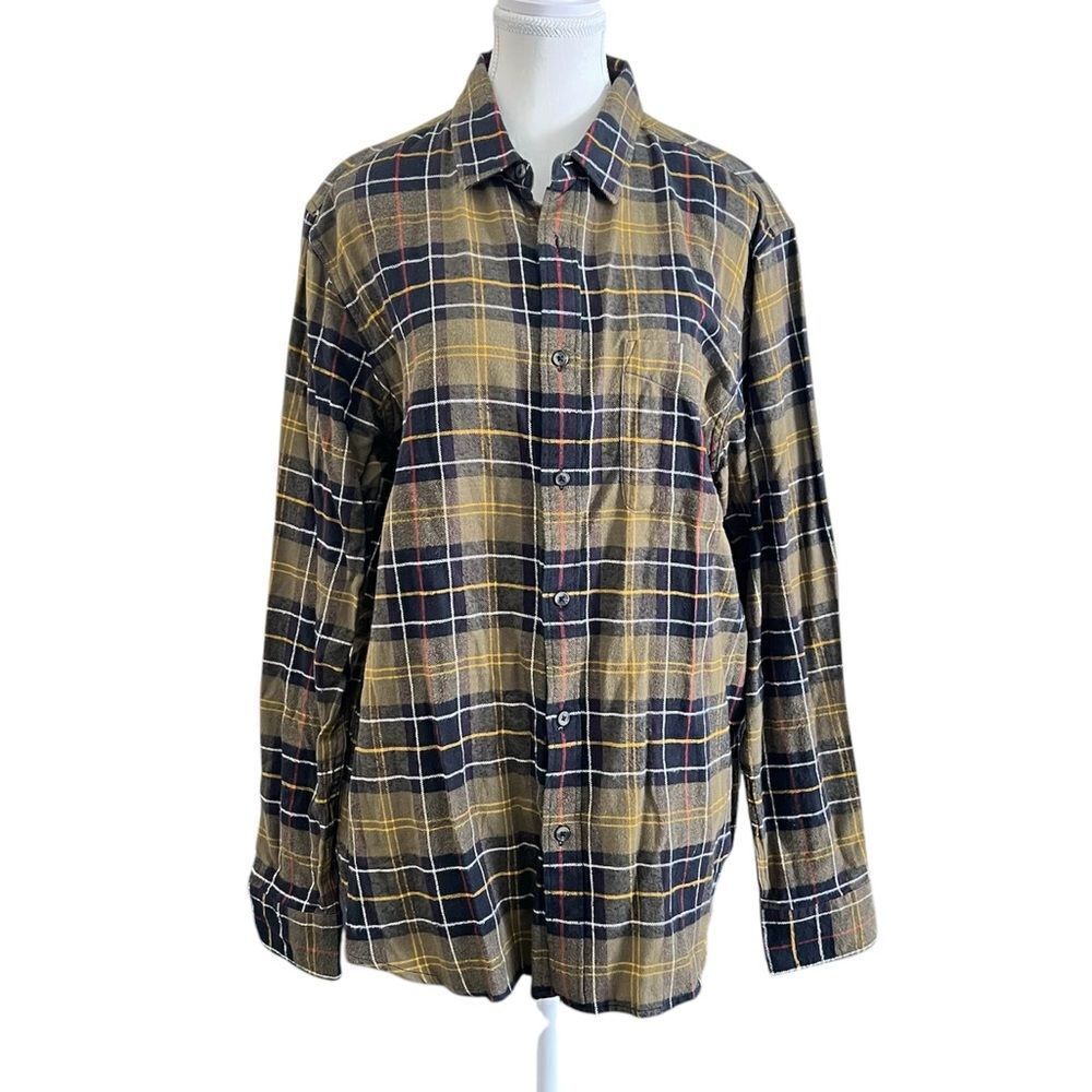 Quince Mens Fleece Plaid Long Sleeve Button Down Shirt Size XL